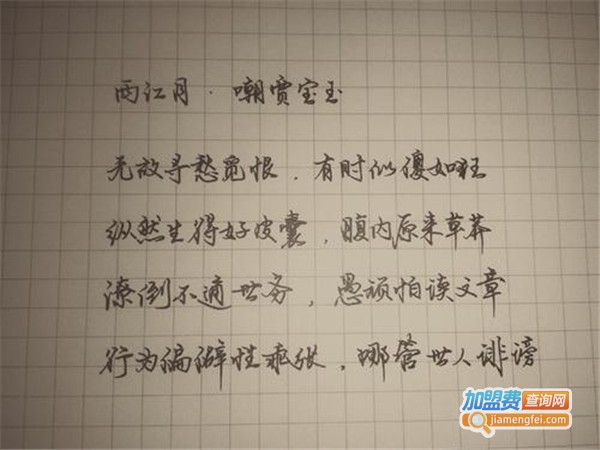 金坐标练字加盟费