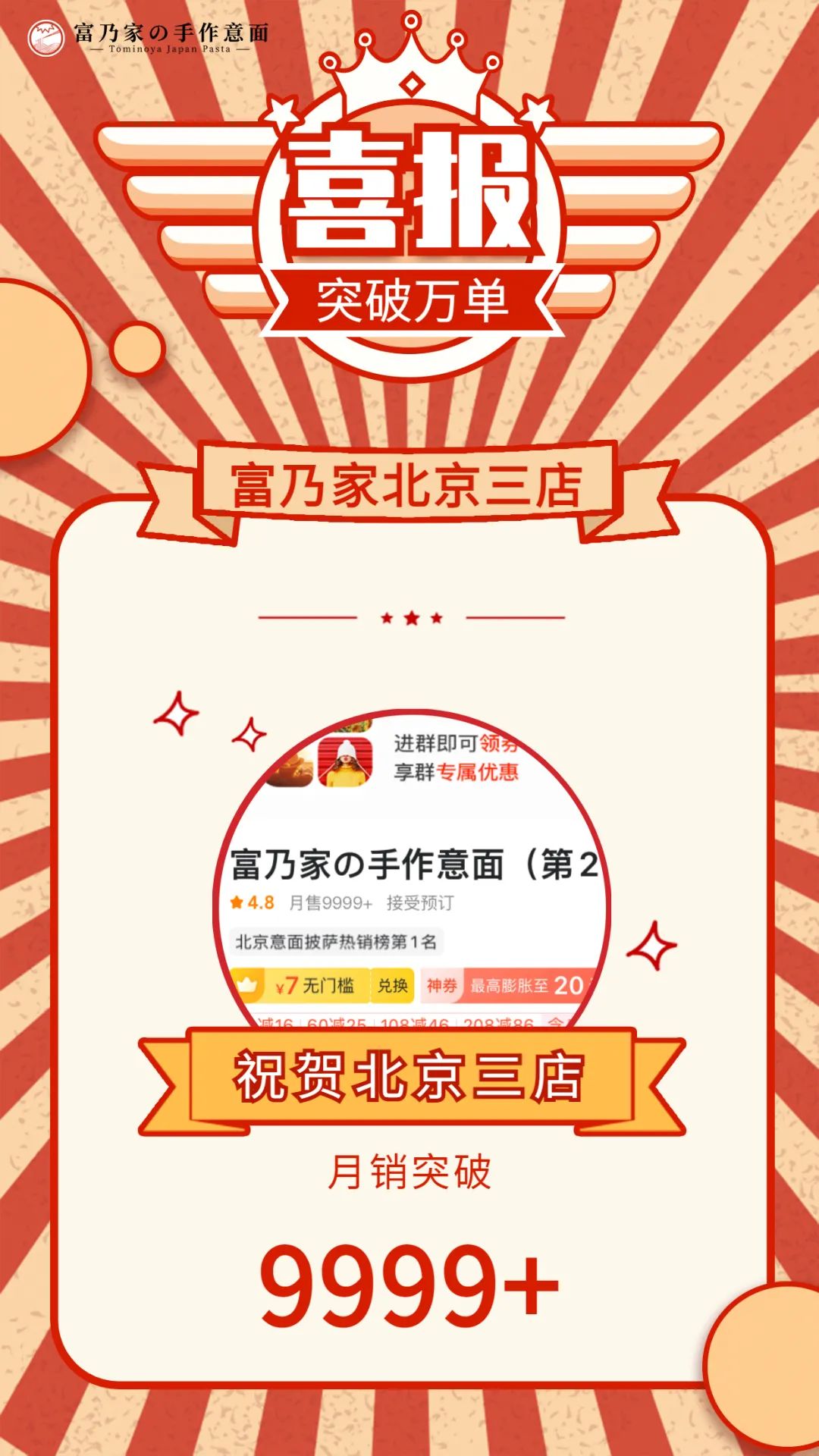  热烈庆祝富乃家北京三店月销突破9999+？
